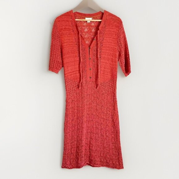 Sundance Women Pretty In Pointelle Dress Size MP Orange Crocheted Boho Festival - Picture 1 of 11